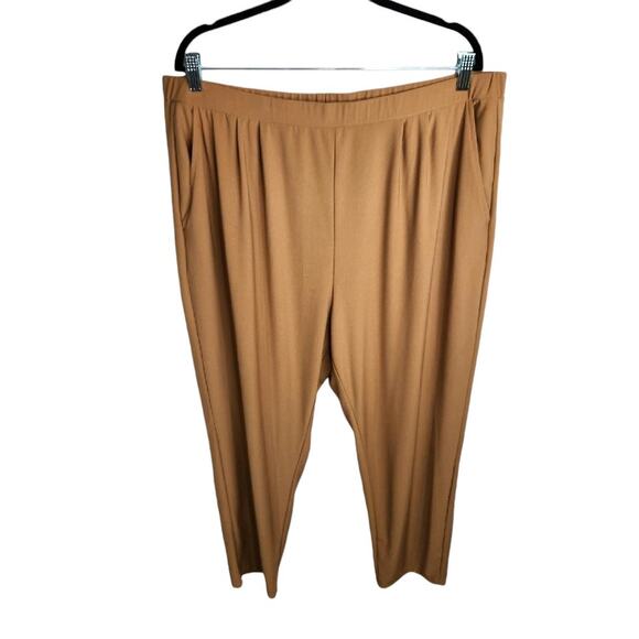 Leith Pleated Pull On Ankle Pants Trousers Womens Plus Size 2X Tan - Picture 2 of 7